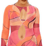 NWT Forplay Sheer Mesh Coverup Mini Dress in sunset Pink Photo 0
