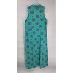 Vintage Zip Code Maxi Dress Womens Large Green Cotton Seashell Print‎ Collared Photo 8