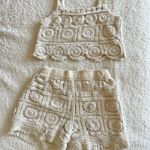 Off White Crochet Top/Short Set Tan Photo 0