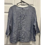 Sigrid Olsen  Womens‎ Blouse Blue 100% Linen Button Up Half Sleeve Size Large Photo 4