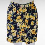 Forever 21  Navy & Yellow Floral Button Front Mini Skirt Size Medium Photo 1