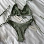 Montce Swim  Sage Green Ribbed Bikini Set Photo 2