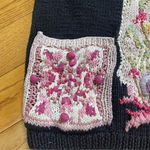 Vintage Jennifer Reed Floral Sweater Hand Knit Sz M black cream Photo 3