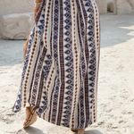 SheIn Women’s Geo Print Vneck Hi Split Maxi Dress in Blue Multi sz 4 NWT Photo 2