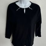 Rafaella  Elegant Black Top with Silver Ball Details Size MP Photo 0
