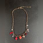 Free People  Gold Charm Necklace with Red and Silver Accents Photo 1