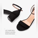 NEW Faux Suede Low Heels Open Toe Block Heeled Ankle Strap Pump Wedding Shoes 8 Black Photo 4