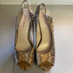 Zigi ny Urgent Snakeskin Leather Gold Studded Sling Back Prom Wedding He… Size 9 Photo 1