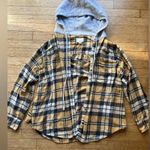 American Eagle  Yellow Plaid Flannel Hoodie Photo 0