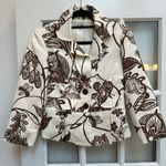 Cache Vintage  Y2K Silk Floral  Chic Brown & Cream Blazer Jacket Size 2 XS Photo 0