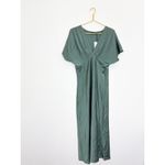 ZARA NWT Green Satin Slip Midi Dress Sz Large Short Sleeve Cocktail Quiet Luxury Photo 3