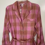 Victoria's Secret NEW!  Flannel Tie Romper Rose pink Plaid Pajama lounge Medium Photo 2