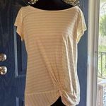Loft Yellow and White Relaxed Tie Front T-Shirt Photo 0