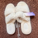Stars Above Plush Slippers Fuzzy Slide Open Toe Comfy Cozy Cream Size 11 Photo 5