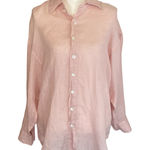 Vitamin A  Playa Shirt Womens XS Light Pink Oversized Linen Long Sleeve Coastal Photo 0