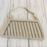 White Faux Pearl Bridal Bag Vintage Silver Photo 8