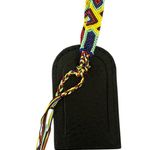 Consuela NWOT Black Leather Bag Tag Luggage Tag Friendship Bracelet Embossed Photo 5