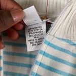 Talbots  Aqua White Striped Full Zip Sweater SIZE XL Photo 3