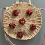 J.Crew  Circle Straw Tote Bag Crossbody in Pom Pom Photo 4