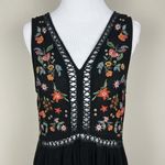 World Market Dress Womens Small Medium Black Embroidered Floral Maxi Boho India Photo 3