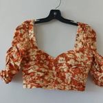 ZARA printed drape crop top square neck orange floral size M nwot Photo 0