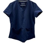 Fabletics Method 2-Pocket Scrub Top in Navy Blue Size S Photo 2