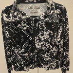 Onque Casuals L Y2K Black White Snakeskin Full Zip Velour Animal Cardigan Size L Photo 0