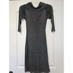 EXPRESS NWT  Sweater Dress Size Large Black Silver Bodycon Sparkling Cow Neck Photo 1