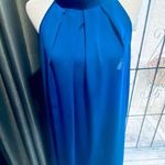 NWOT Royal Blue Woman’s Dress. Light Sleeveless Halter Neck Crepe Midi Dress Photo 0