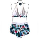 SHENHE Women's Tropical Floral 2 Piece Swimsuit Bikini Set Halter White Small S Photo 1