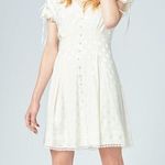 Three Floor V-neck Polka Dot Pattern Alba Dress In White Photo 0