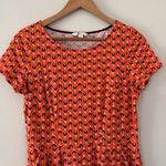 Boden Phoebe Jersey Tulip Dress Short Sleeve Pullover Floral Orange Navy Size 8L Photo 5
