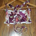 P2F Jane Smocked Bikini Top Lush Rose Medium M Red Photo 3