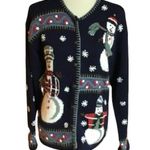Retro Y2K snowman holiday cardigan sweater Size M Photo 0
