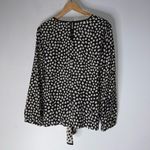 J.Crew  100% silk black and cream dot tie front long sleeve top 12 Photo 1