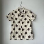 Little Lies Cream & Brown Sunny Linen Button Down Shirt S Photo 2