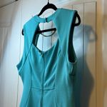 Bisou Bisou Teal Blue Square Neck Sheath Dress Gold Ring Detail Bodycon Sz 14 # Photo 4