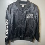 PINK - Victoria's Secret Victoria's Secret PINK Women's NYC Satin Black‎ Bomber Jacket Size Small Photo 0