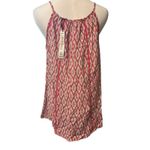 Solitaire Solitare Top MED NWT Embroidered Pleated Boho Tank Geometric Aztec Ethnic Photo 6