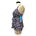 Swim Solutions Women’s One Piece Bathing Suit Purple Black Tiered Size 10 NWT Photo 4