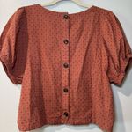 Madewell  Jacquard Puff Sleeve‎ Top Micro Cross Clove 10 Button Crop Boho Woven Photo 2