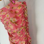 Moschino Floral Daisy Print Strapless Dress Sz 8 Pink Ruched Bodycon Photo 8