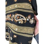 Vintage Jenny Black Gold‎ Embroidered Paisley Leaf Sweater Size Large Photo 4