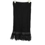 Tahari 90s Vintage Black Frayed Tassel Midi Skirt Pencil Skirt with Sequins 29" Photo 5