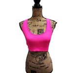 Womens Ribbed Crop Top Size L‎ Neon Pink Scoop Neck Ribbed Knit Athletic Casual Size L Photo 2