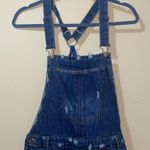 ZARA Womens  Trafaluc Denimwear Bib Dark Wash Overalls Skinny Distressed Pockets Photo 1