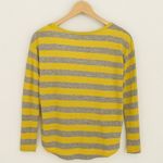 Gap  Women’s Size S Yellow Gray Striped Henley Long Sleeve Top Pocket Modal Blend Photo 2