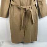 COS  women’s Size 34 S Trench Coat Belted Jacket Khaki Long Collarless Pockets Photo 3