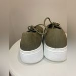 Eileen Fisher  Prescot Sneaker 6.5 Olive Green Nubuck Platform Lace-Up Shoes Photo 5