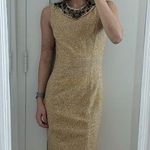 Carolina Herrera beige tweed embellished midi dress Photo 0
